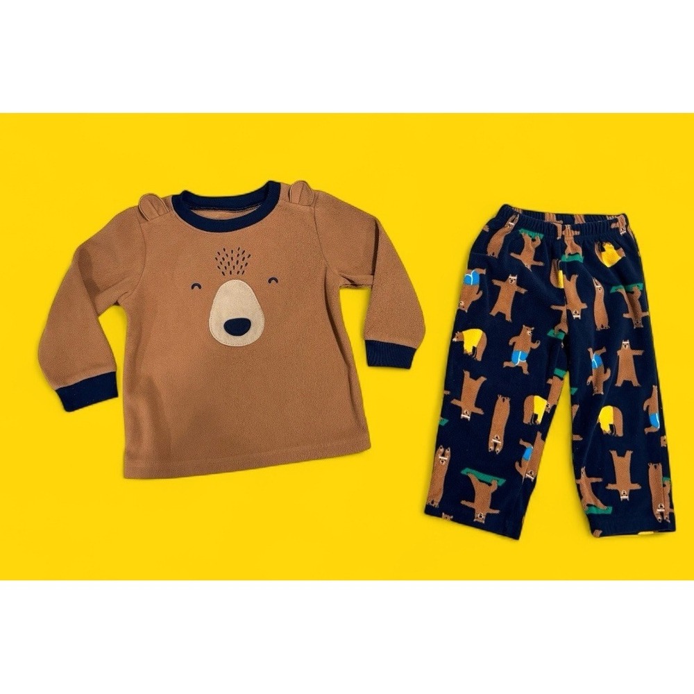 Carters Bear Pajamas 2 Piece Fleece Set Long Sleeve Boys Size 2T